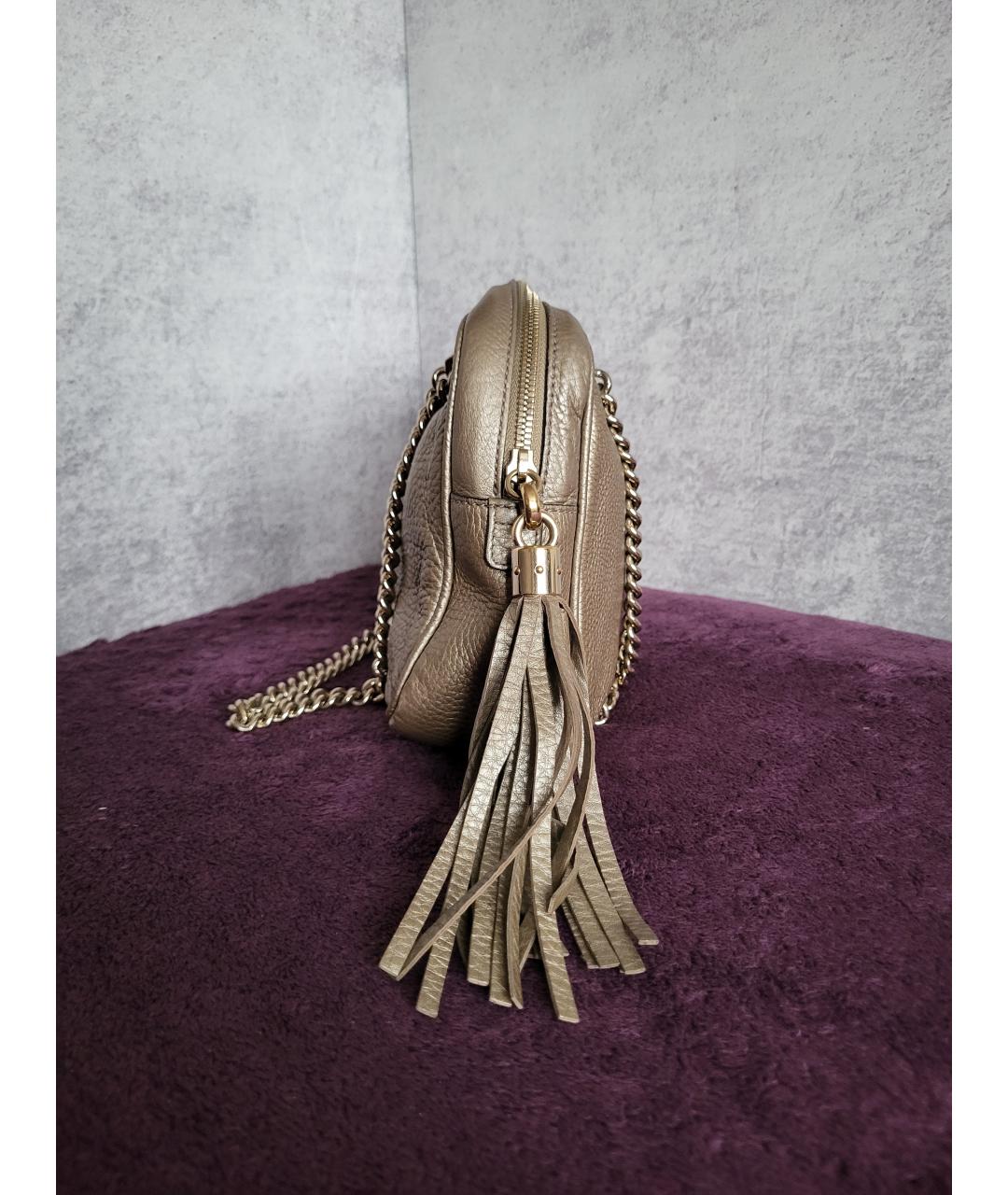 GUCCI Золотая кожаная сумка через плечо, фото 2