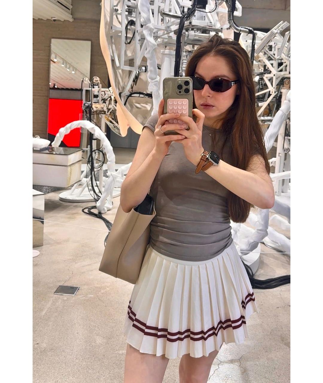 SPORTY AND RICH Белая полиэстеровая юбка мини, фото 5