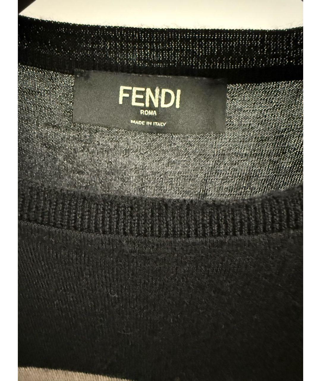 FENDI Черный шерстяной джемпер / свитер, фото 2