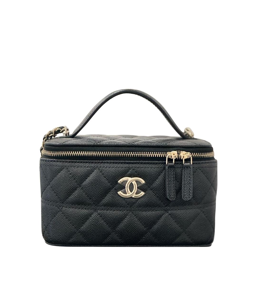 CHANEL Черная кожаная сумка с короткими ручками, фото 1