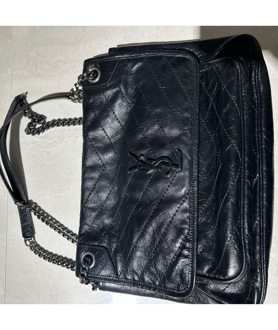 SAINT LAURENT Черная кожаная сумка через плечо, фото 2