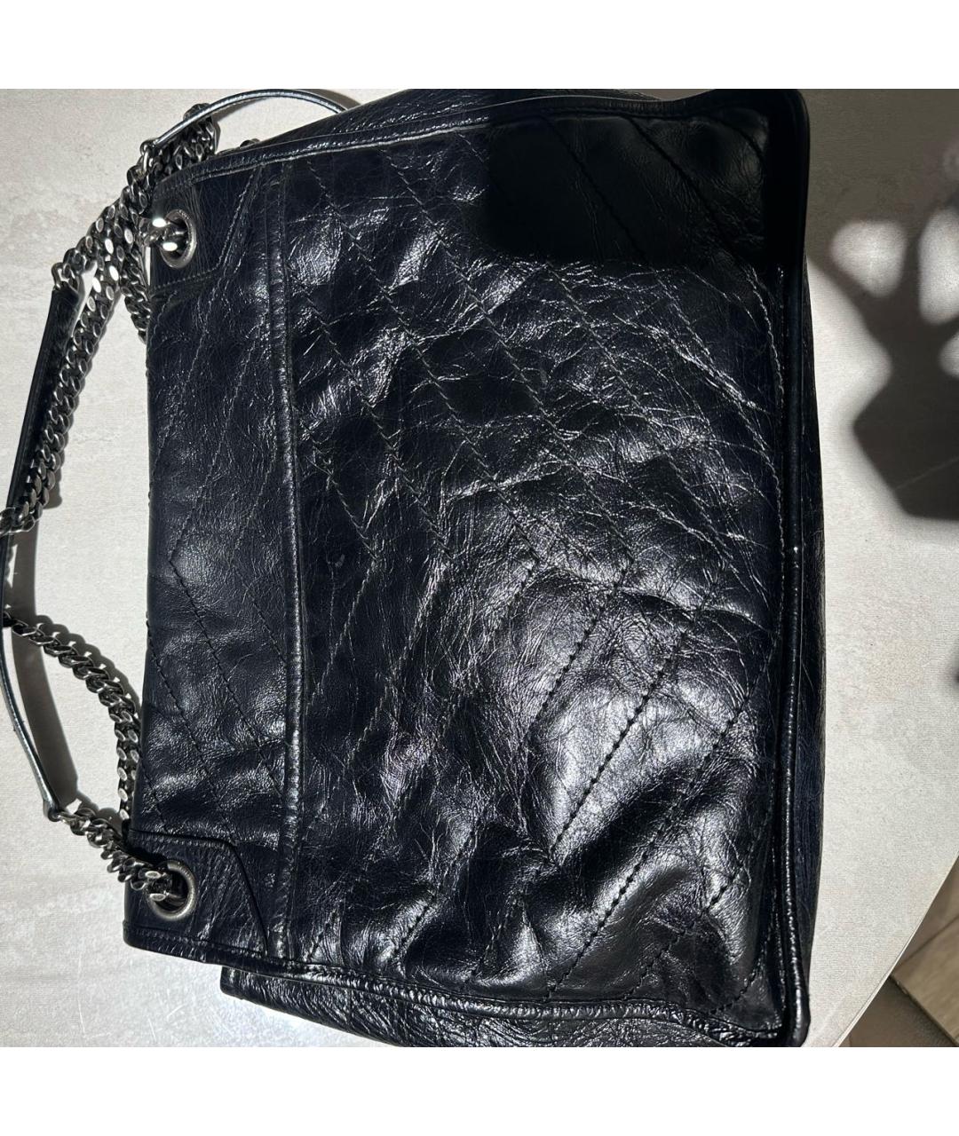 SAINT LAURENT Черная кожаная сумка через плечо, фото 3