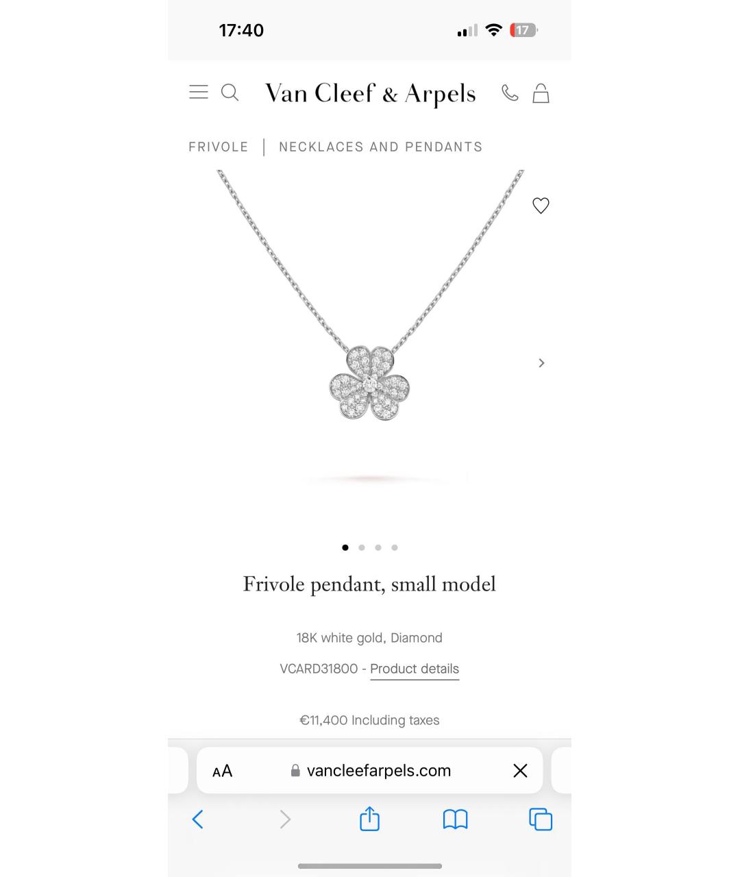 VAN CLEEF & ARPELS Белая подвеска из белого золота, фото 7