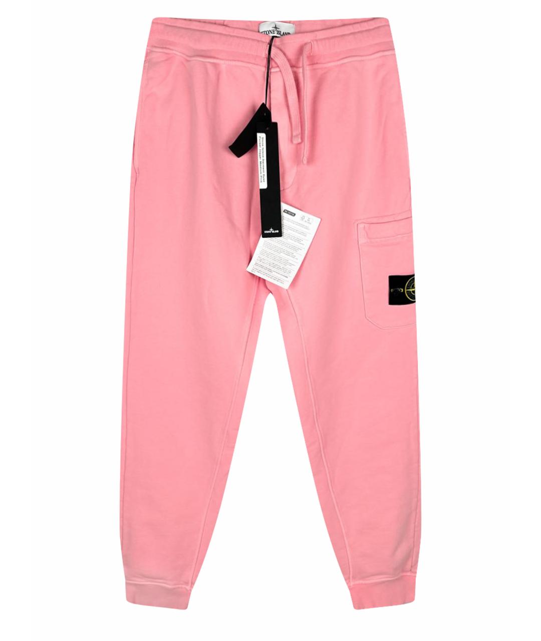 STONE ISLAND Розовые хлопковые повседневные брюки, фото 1
