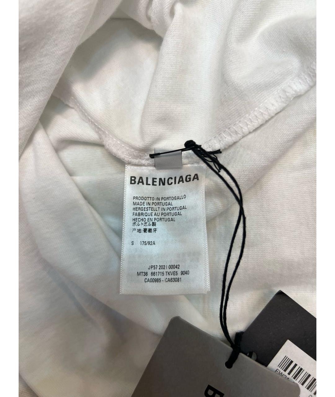 BALENCIAGA Белая хлопковая футболка, фото 5