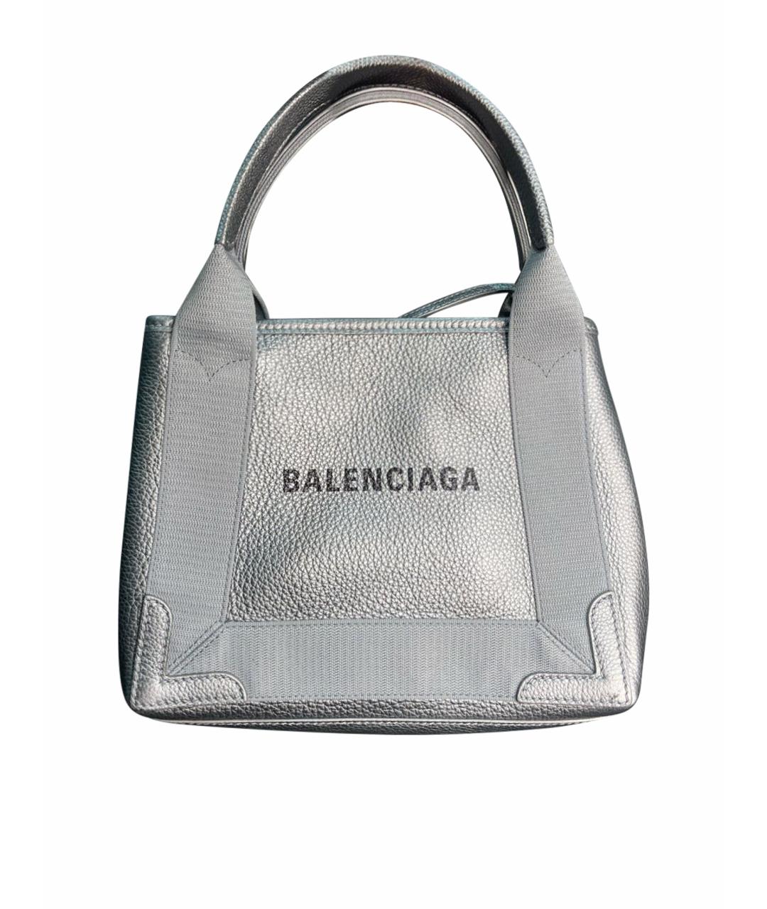 BALENCIAGA Серебряная кожаная сумка через плечо, фото 1