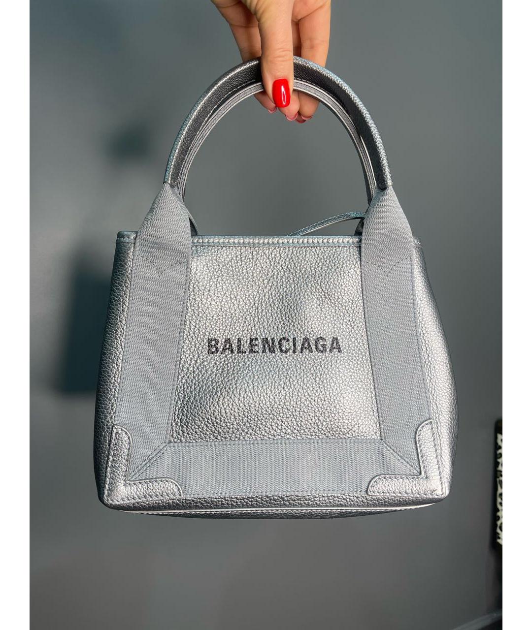 BALENCIAGA Серебряная кожаная сумка через плечо, фото 9