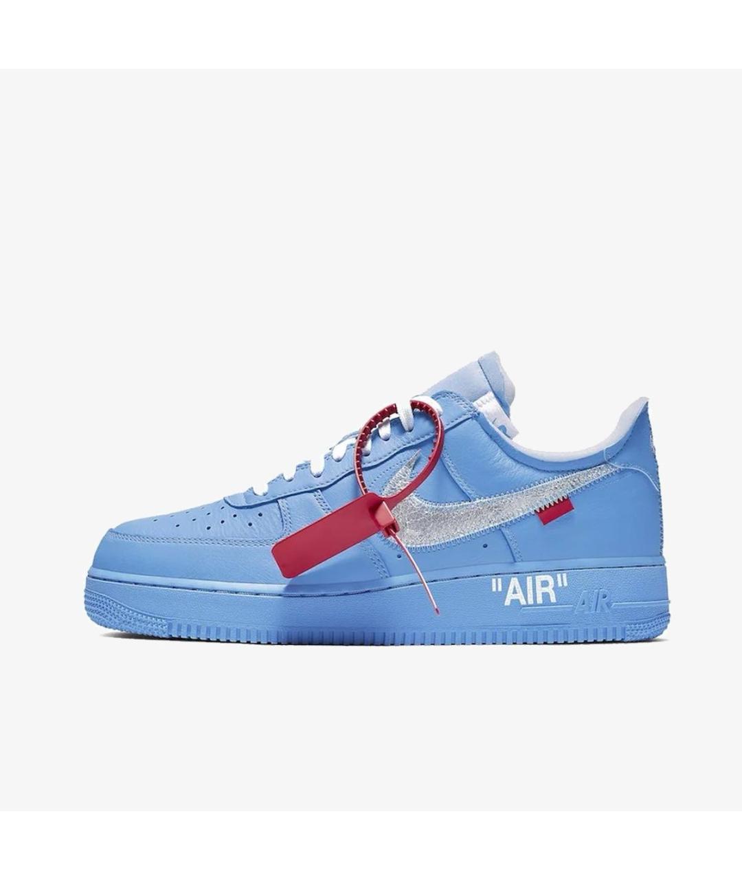 NIKE X OFF-WHITE Голубые кожаные низкие кроссовки / кеды, фото 3