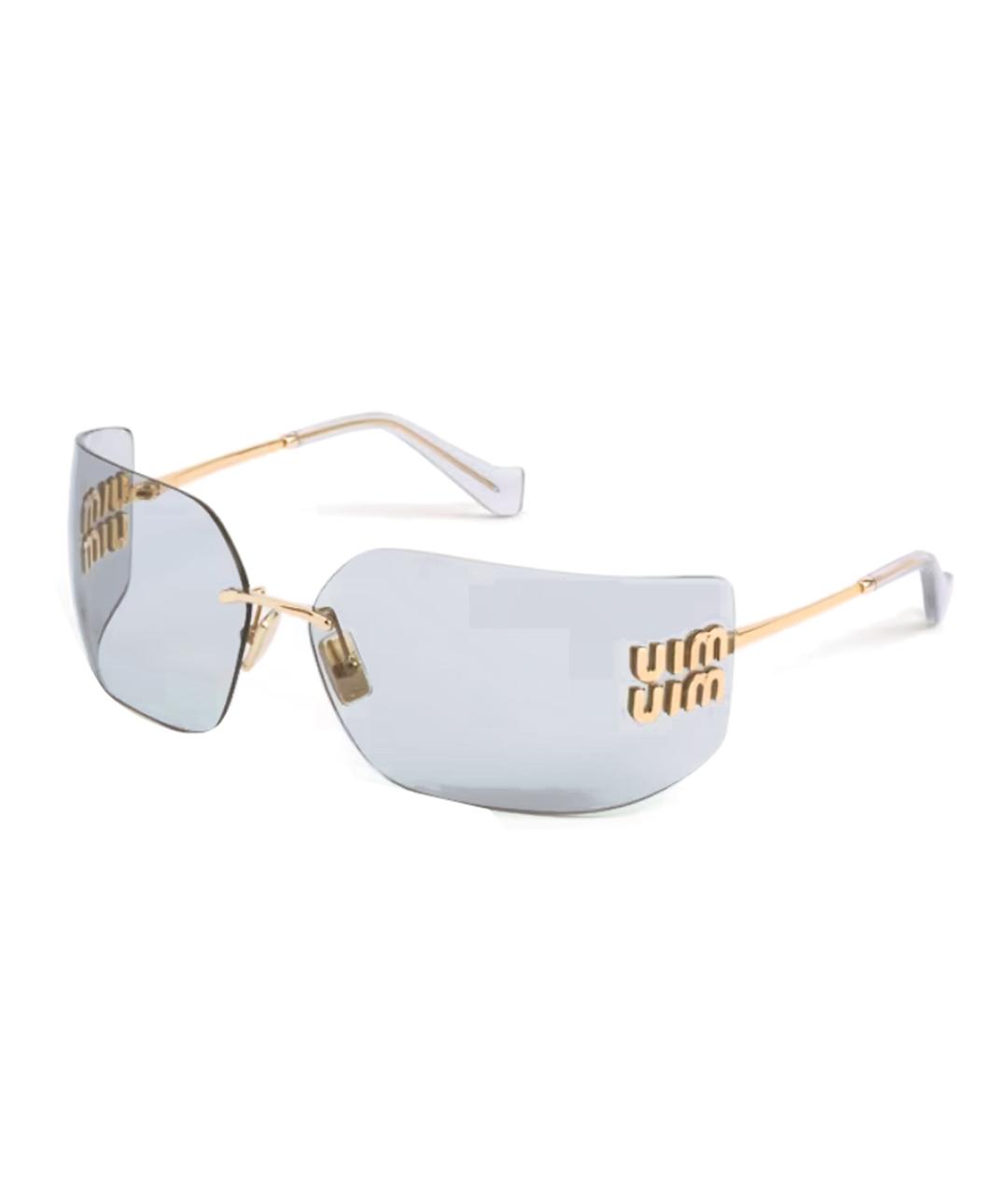 MIU MIU Золотые металлические солнцезащитные очки, фото 1