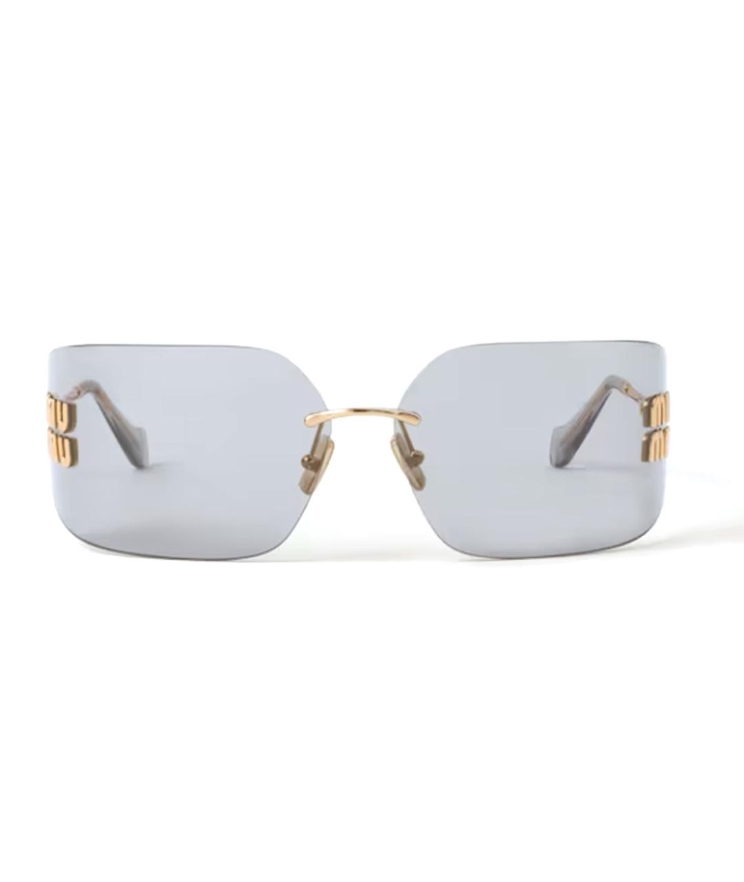 MIU MIU Золотые металлические солнцезащитные очки, фото 2