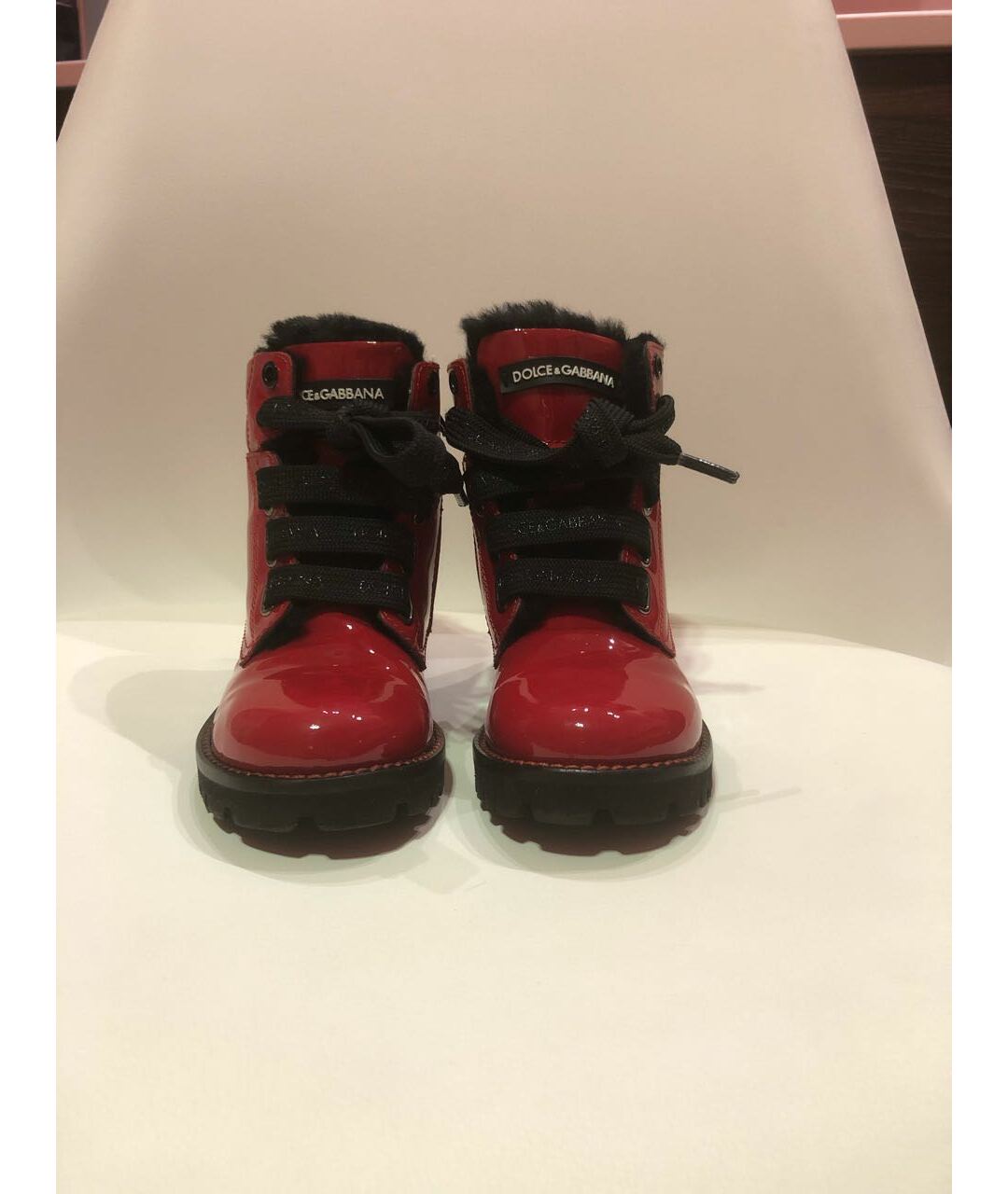 DOLCE&GABBANA Красные ботинки из лакированной кожи, фото 2