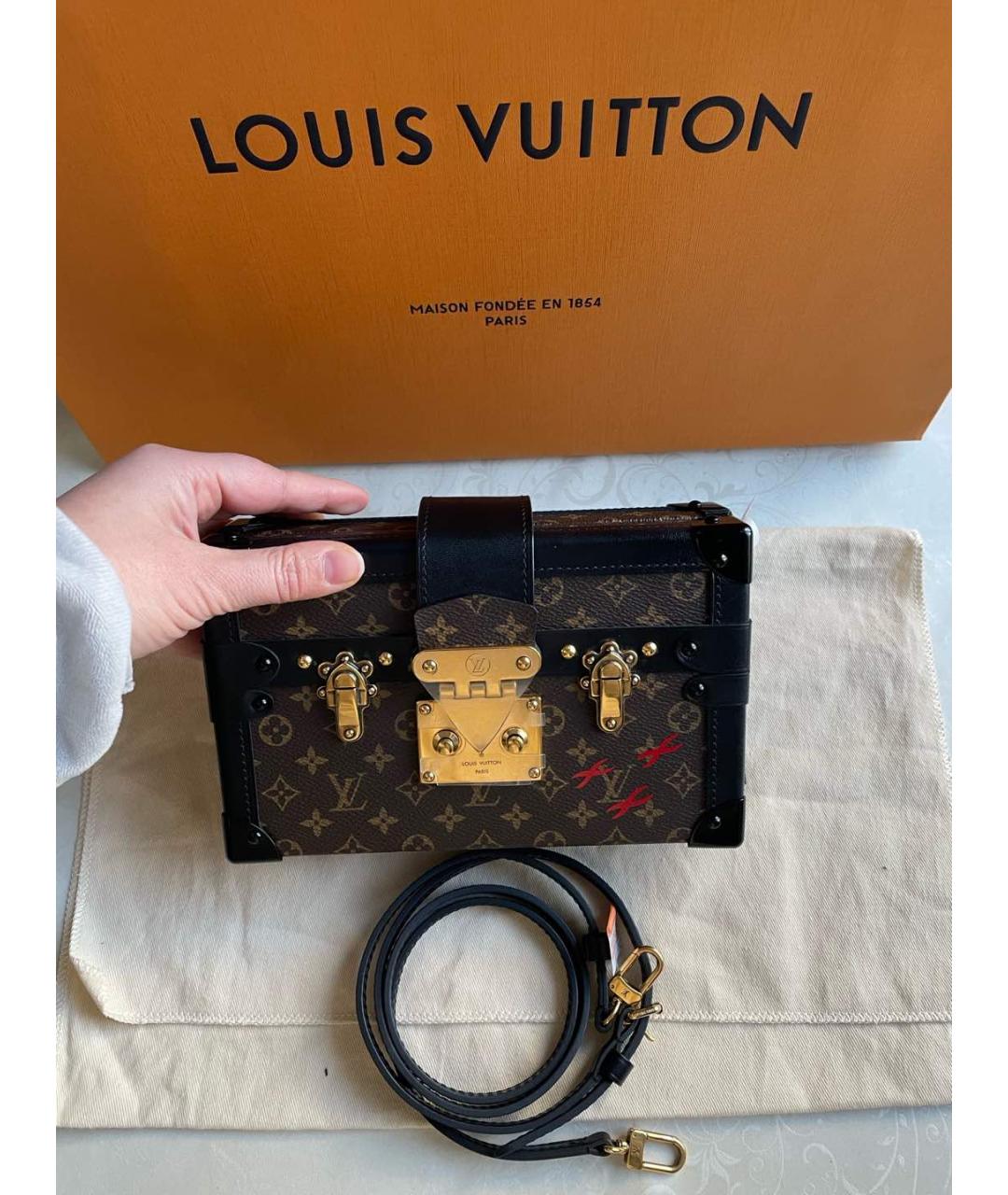 LOUIS VUITTON Коричневая кожаная сумка через плечо, фото 4