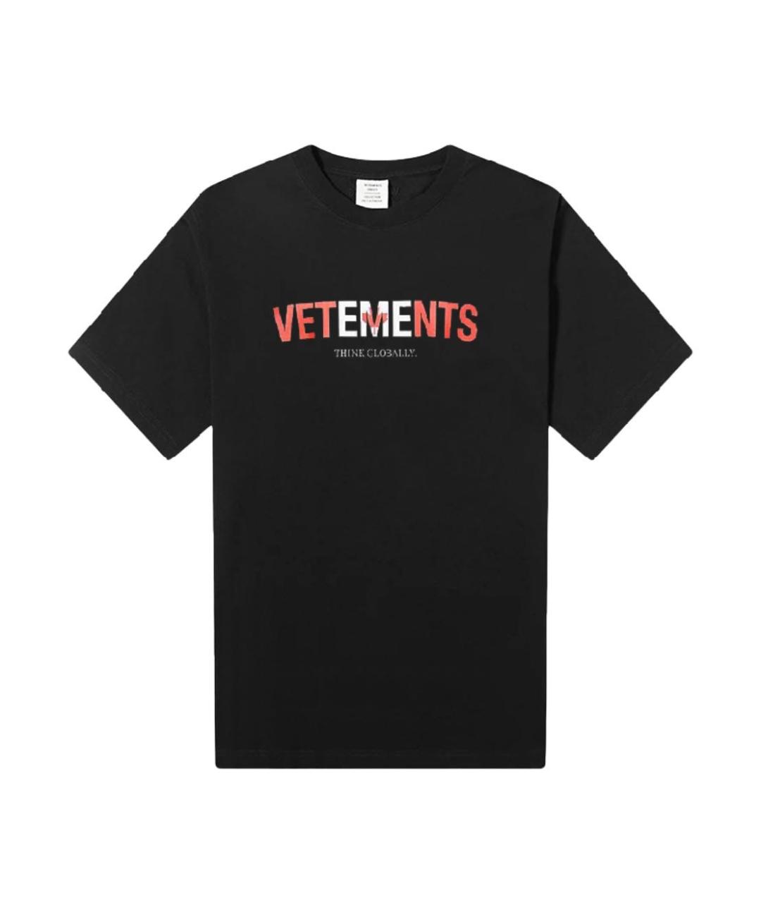 VETEMENTS Черная хлопковая футболка, фото 1