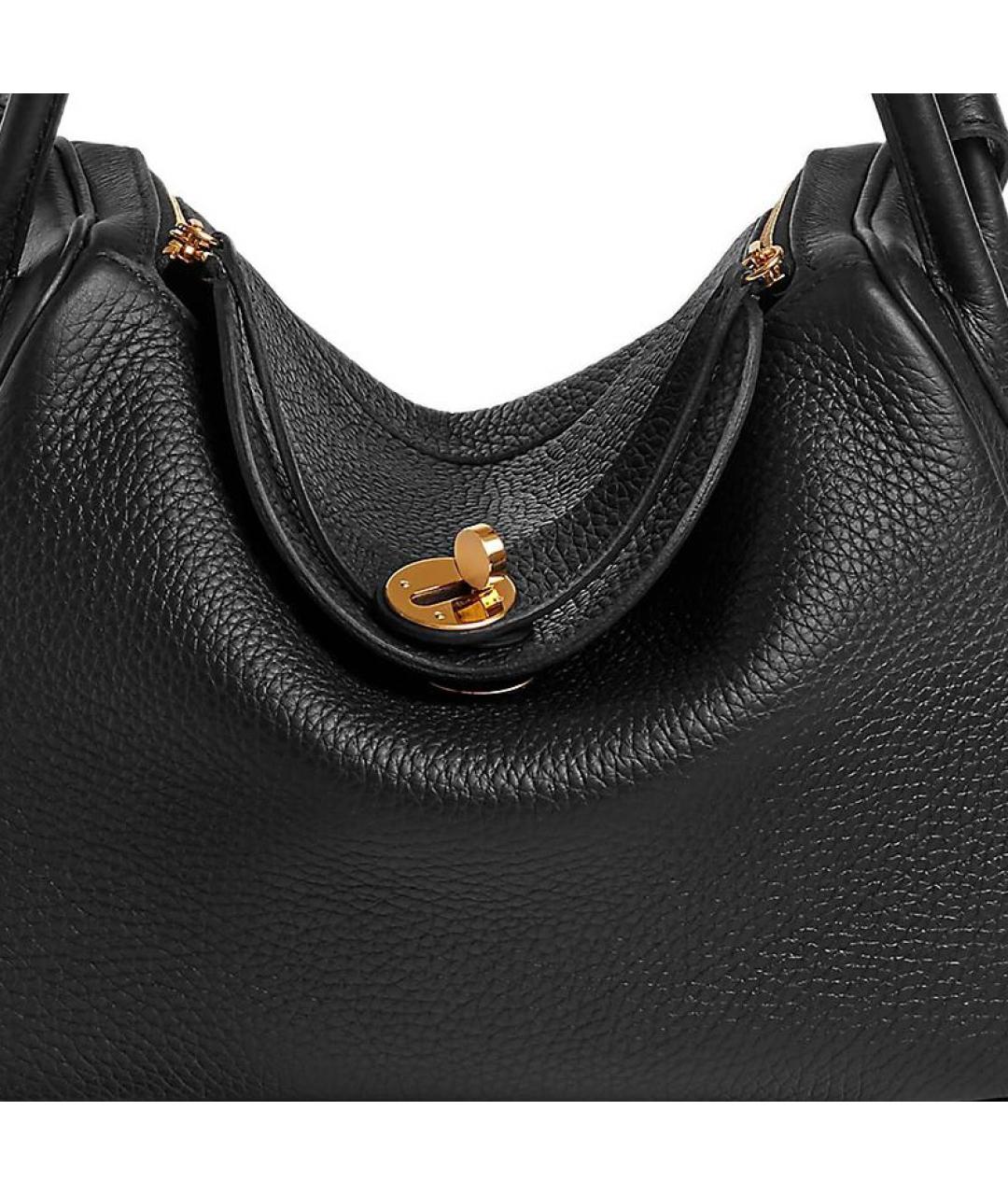 HERMES Черная кожаная сумка через плечо, фото 5