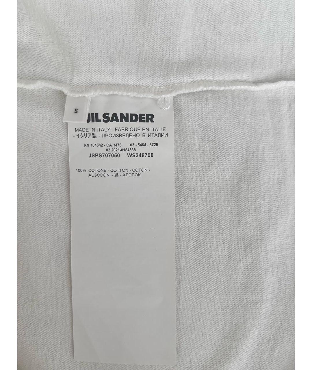 JIL SANDER Белая хлопковая футболка, фото 3