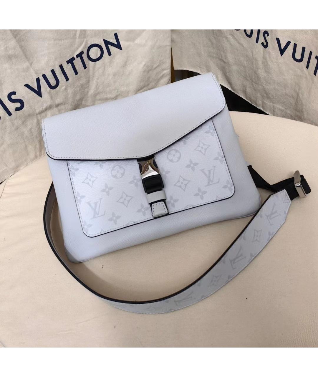 LOUIS VUITTON Белая кожаная сумка через плечо, фото 9