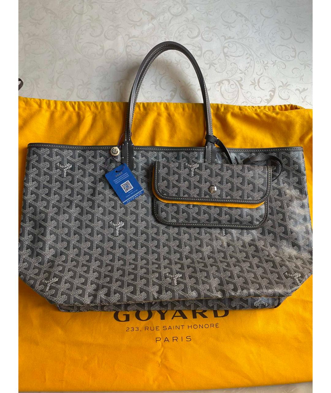 GOYARD Серая кожаная сумка тоут, фото 7