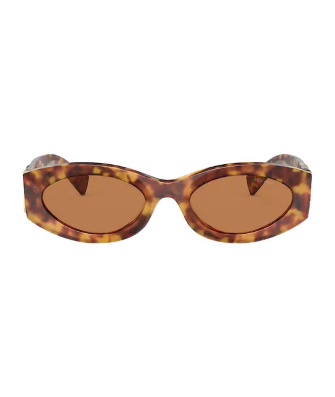 MIU MIU Коричневые пластиковые солнцезащитные очки, фото 2