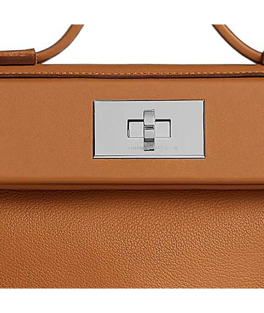 HERMES Коричневая кожаная сумка через плечо, фото 5