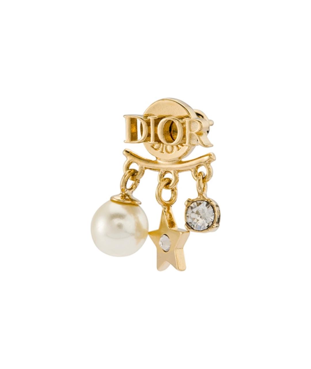 CHRISTIAN DIOR Золотые металлические серьги, фото 4