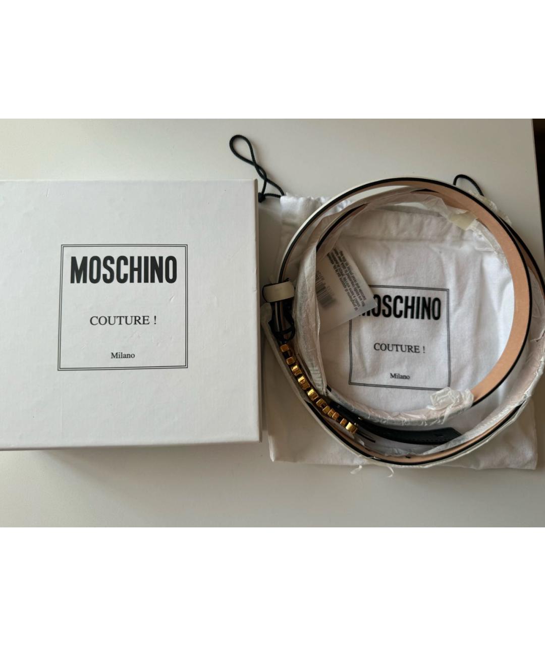 MOSCHINO Белый кожаный ремень, фото 2