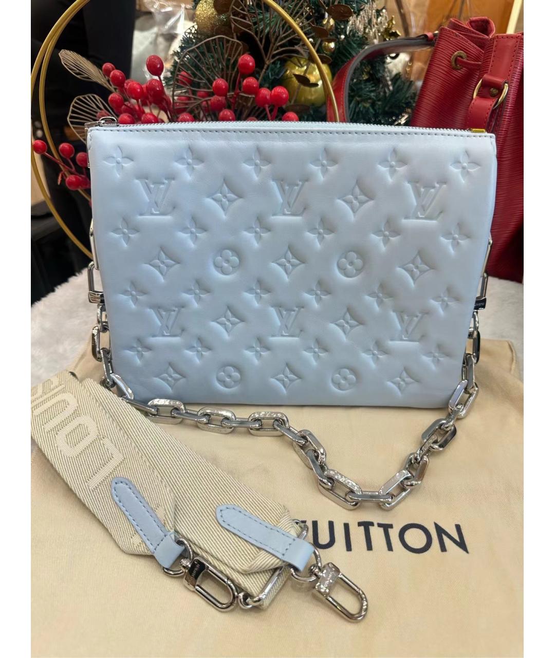 LOUIS VUITTON Голубая кожаная сумка через плечо, фото 8