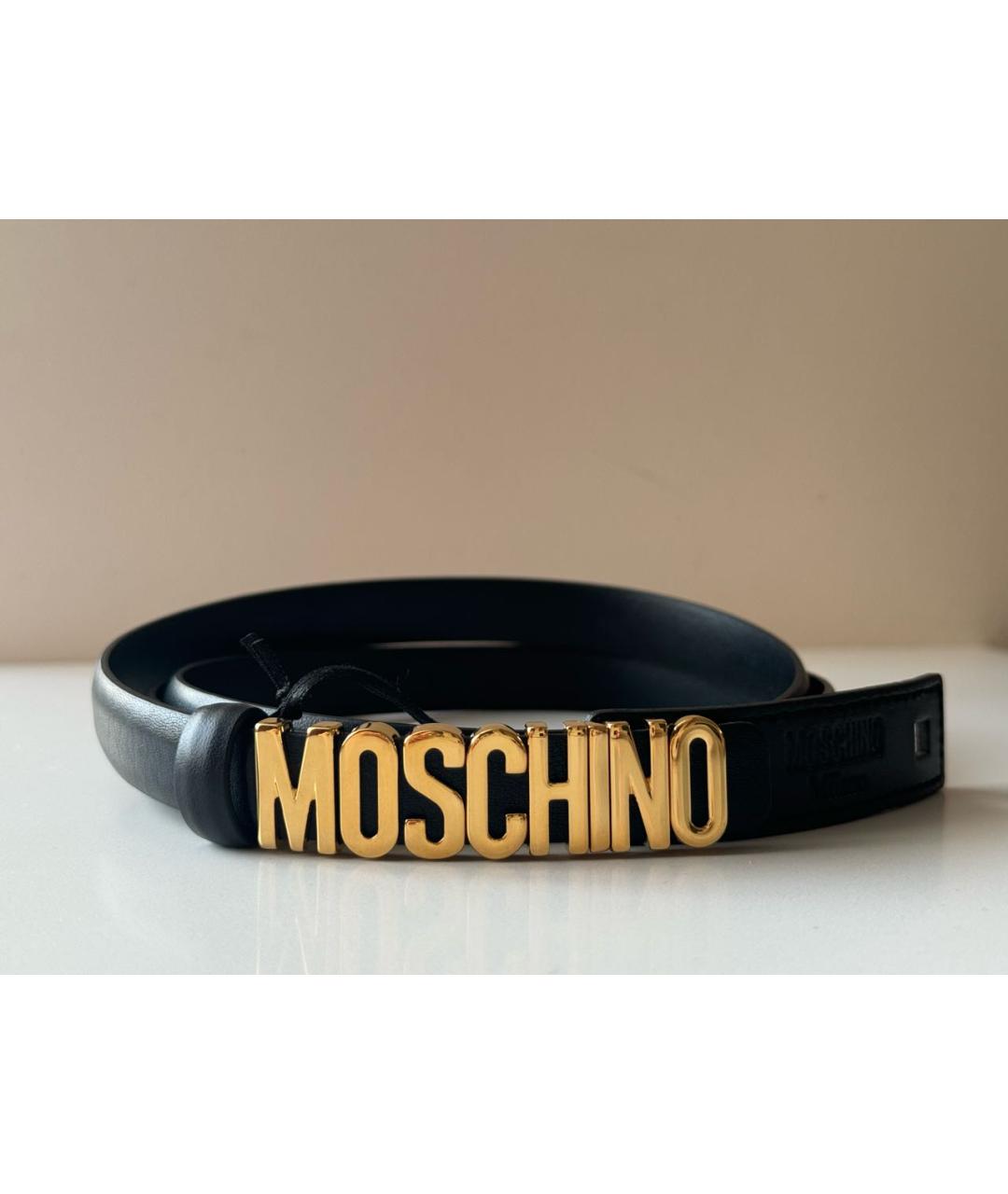 MOSCHINO Черный кожаный ремень, фото 5