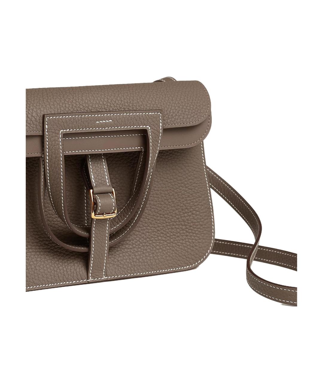 HERMES Серая кожаная сумка через плечо, фото 5