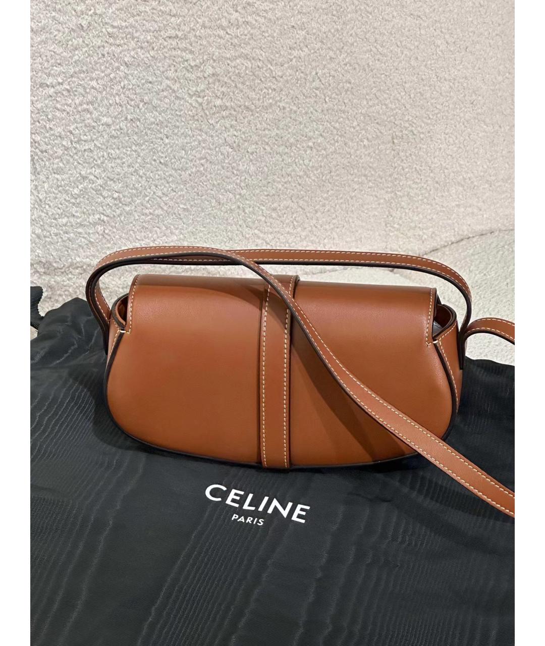 CELINE Коричневая кожаная сумка через плечо, фото 2