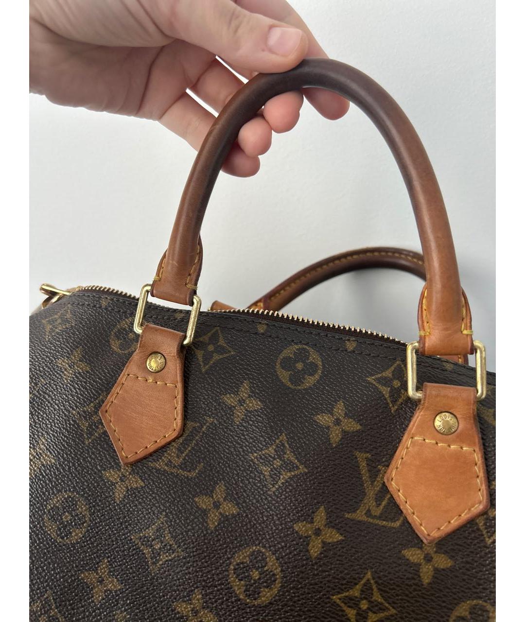 LOUIS VUITTON Коричневая кожаная сумка с короткими ручками, фото 3