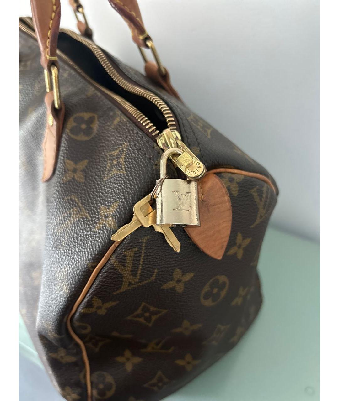 LOUIS VUITTON Коричневая кожаная сумка с короткими ручками, фото 2