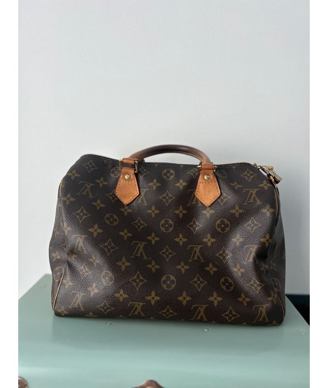 LOUIS VUITTON Коричневая кожаная сумка с короткими ручками, фото 9