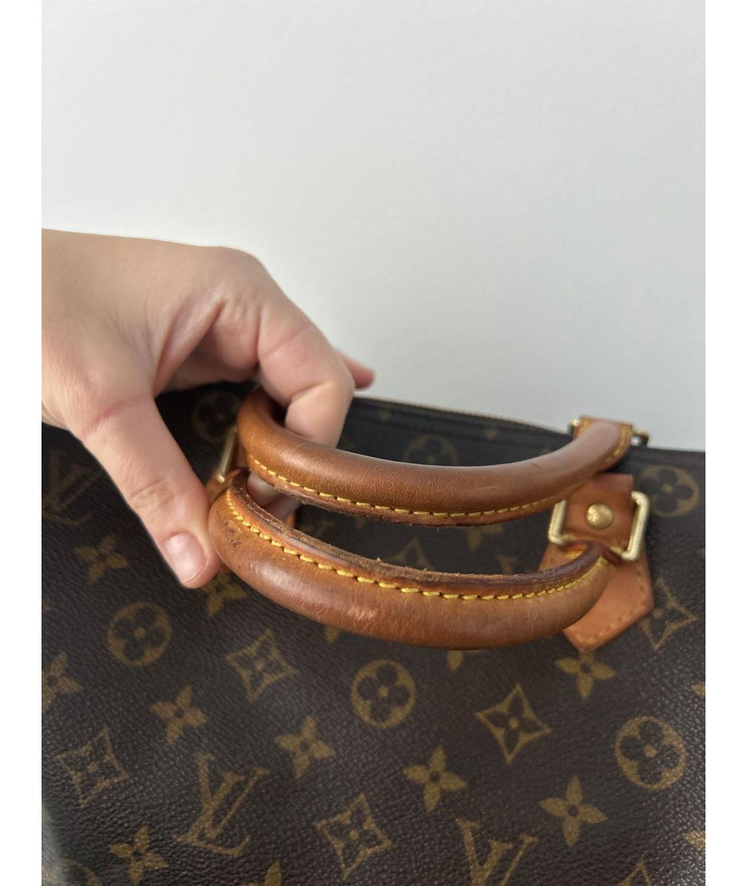 LOUIS VUITTON Коричневая кожаная сумка с короткими ручками, фото 4