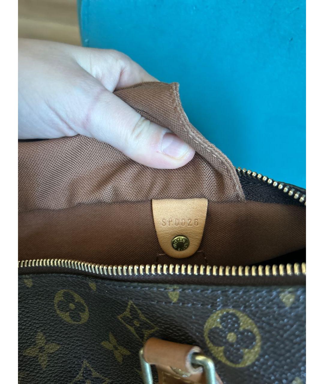 LOUIS VUITTON Коричневая кожаная сумка с короткими ручками, фото 7