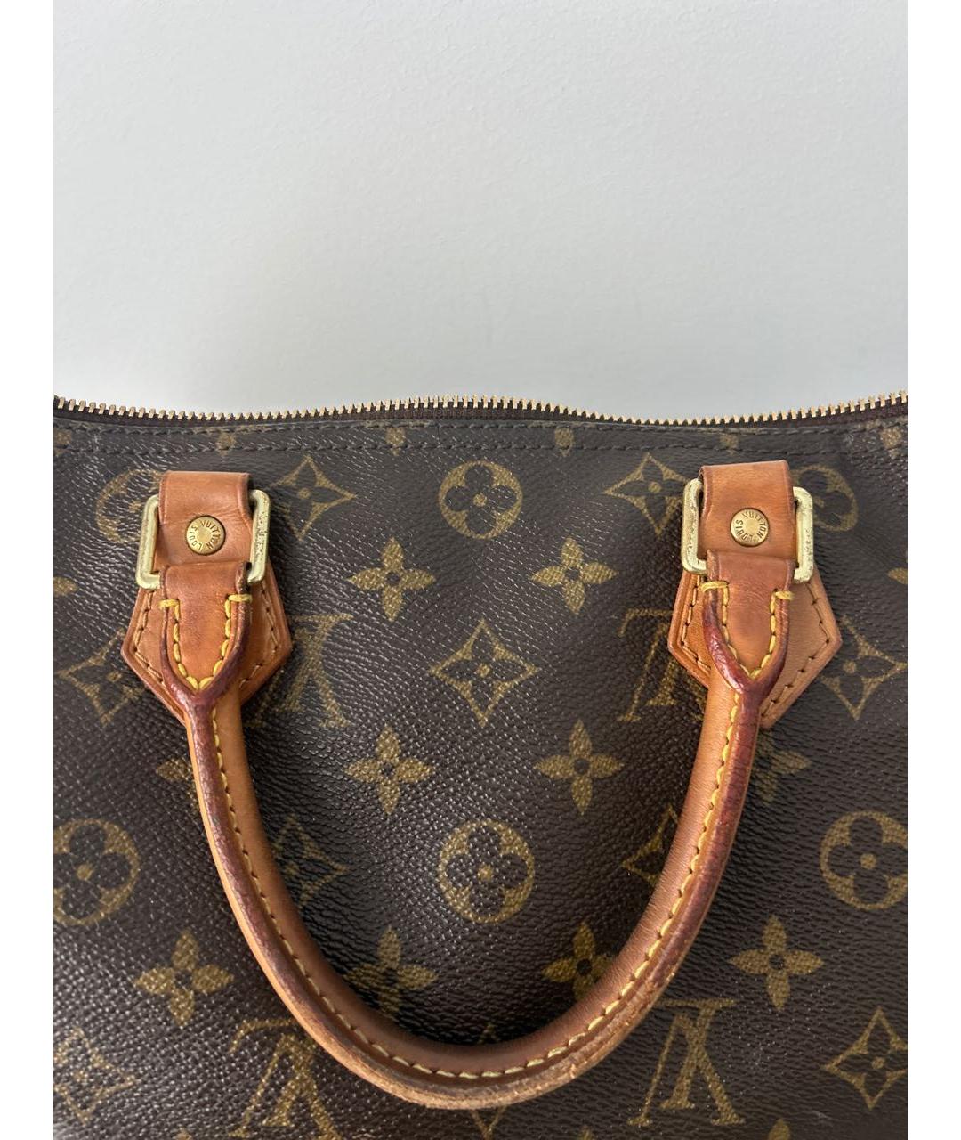 LOUIS VUITTON Коричневая кожаная сумка с короткими ручками, фото 8