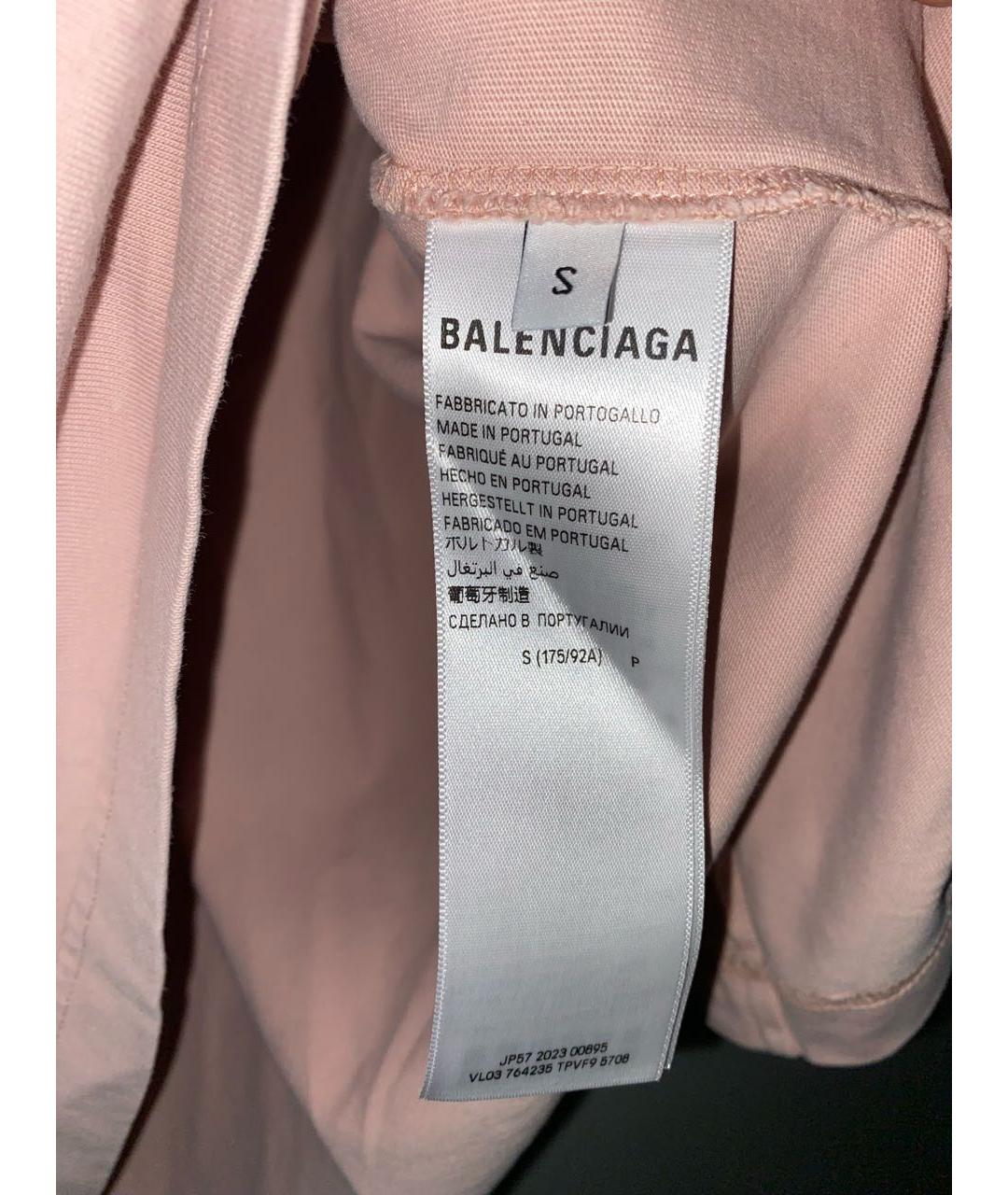 BALENCIAGA Розовая хлопковая футболка, фото 6