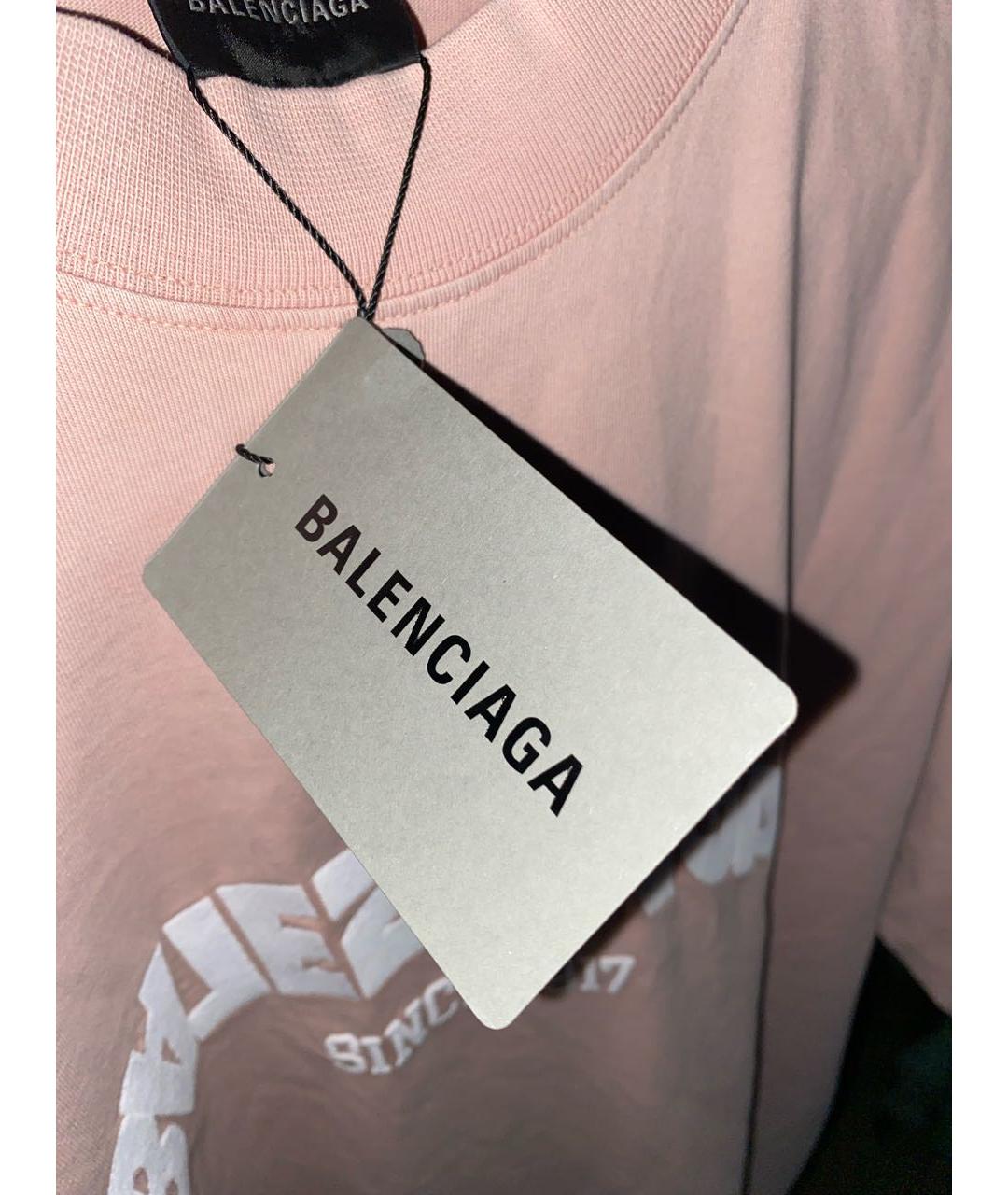 BALENCIAGA Розовая хлопковая футболка, фото 7