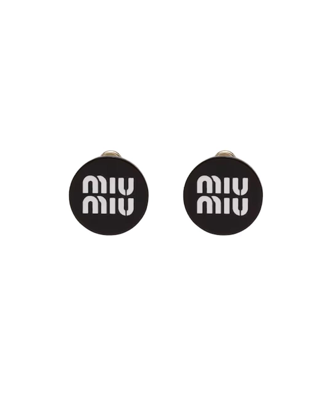MIU MIU Черные металлические серьги, фото 1