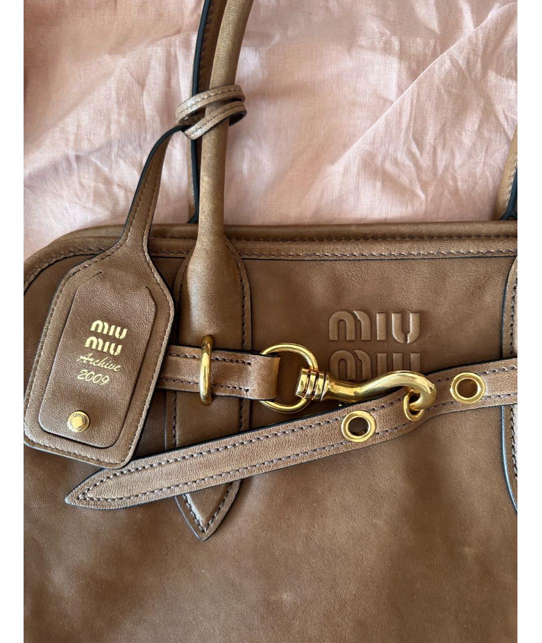 MIU MIU Коричневая кожаная сумка тоут, фото 5