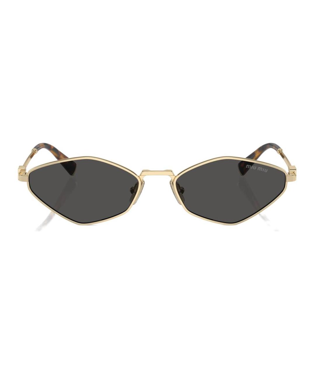 MIU MIU Золотые металлические солнцезащитные очки, фото 2