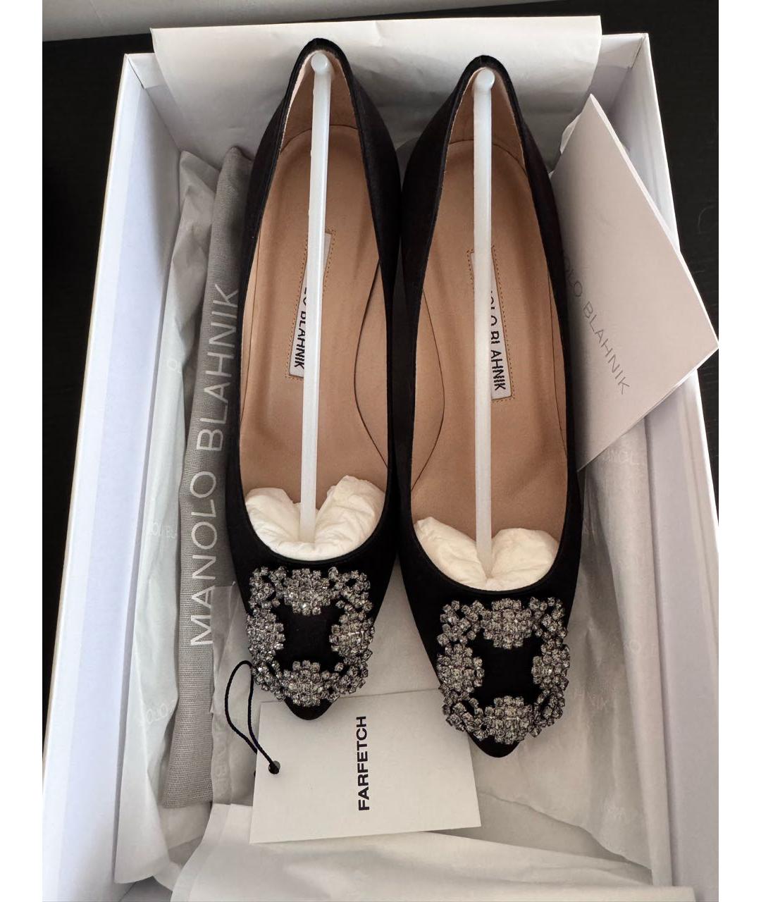 MANOLO BLAHNIK Черные текстильные туфли, фото 5