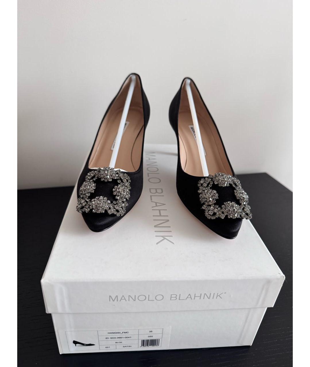 MANOLO BLAHNIK Черные текстильные туфли, фото 7