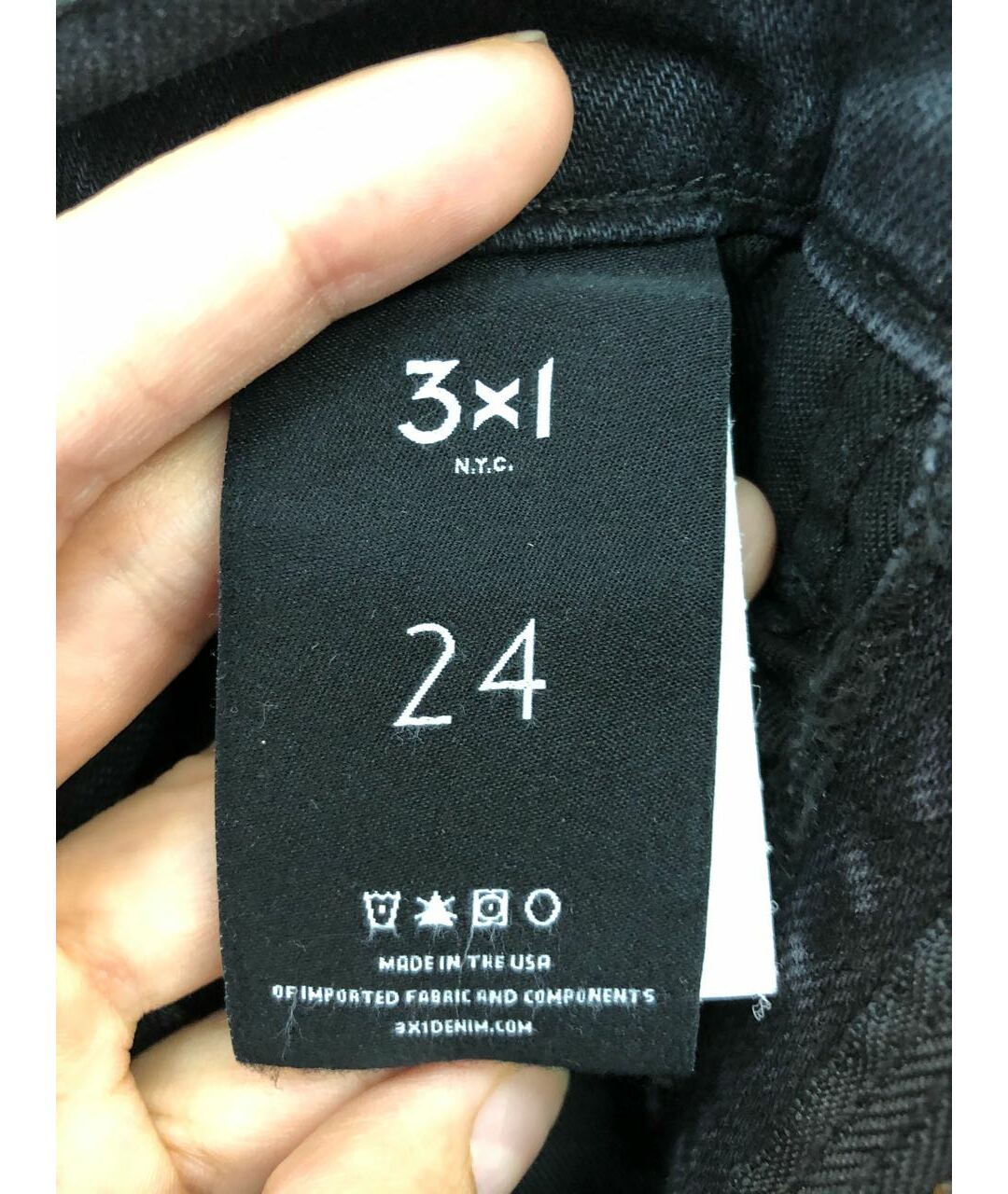 3X1 Черные хлопко-эластановые прямые джинсы, фото 5