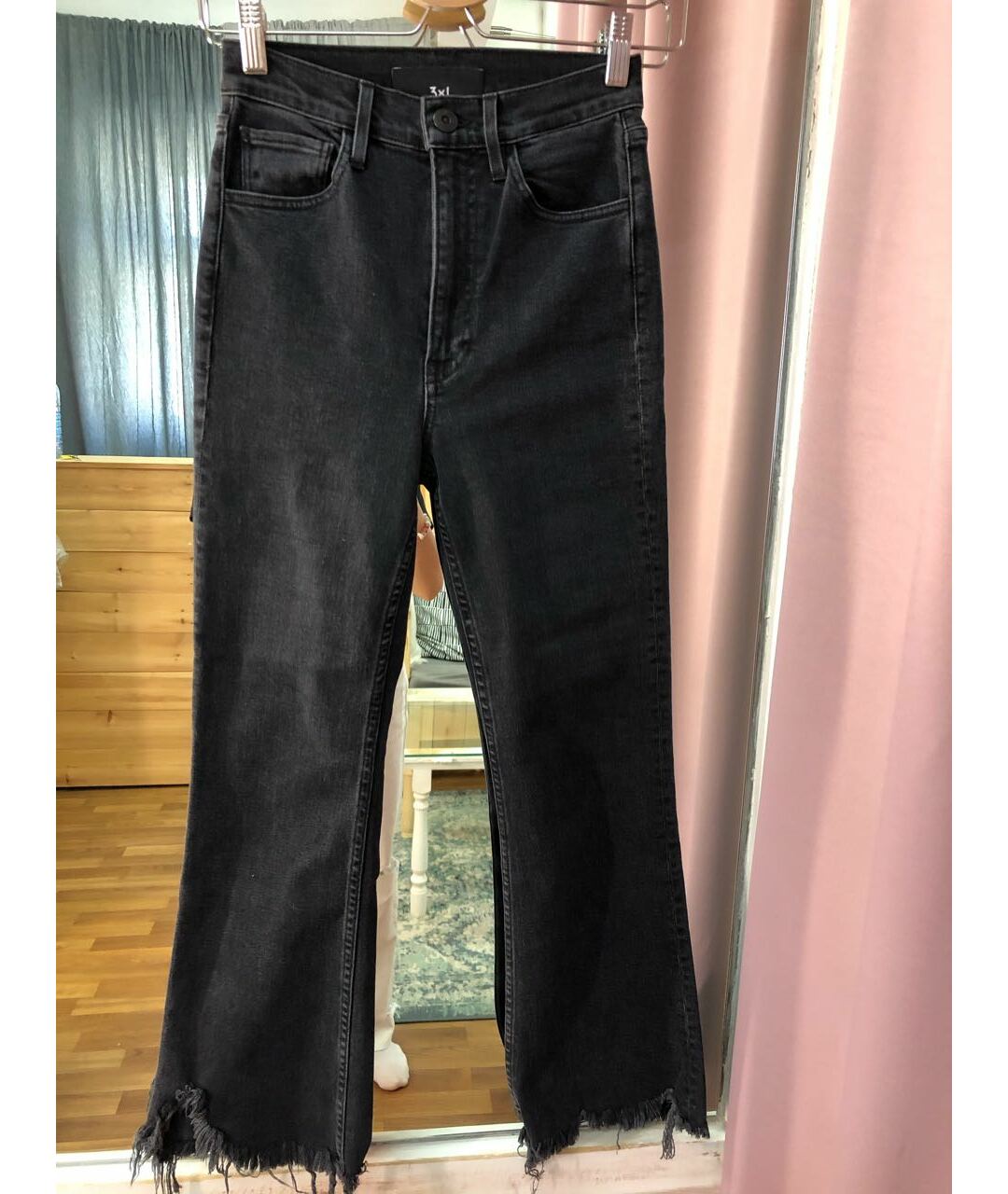 3X1 Черные хлопко-эластановые прямые джинсы, фото 7