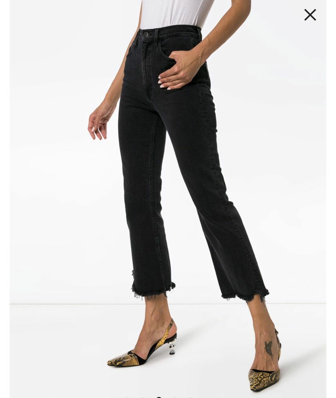 3X1 Черные хлопко-эластановые прямые джинсы, фото 4