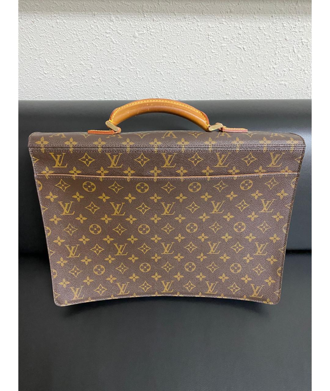 LOUIS VUITTON Коричневый кожаный портфель, фото 2