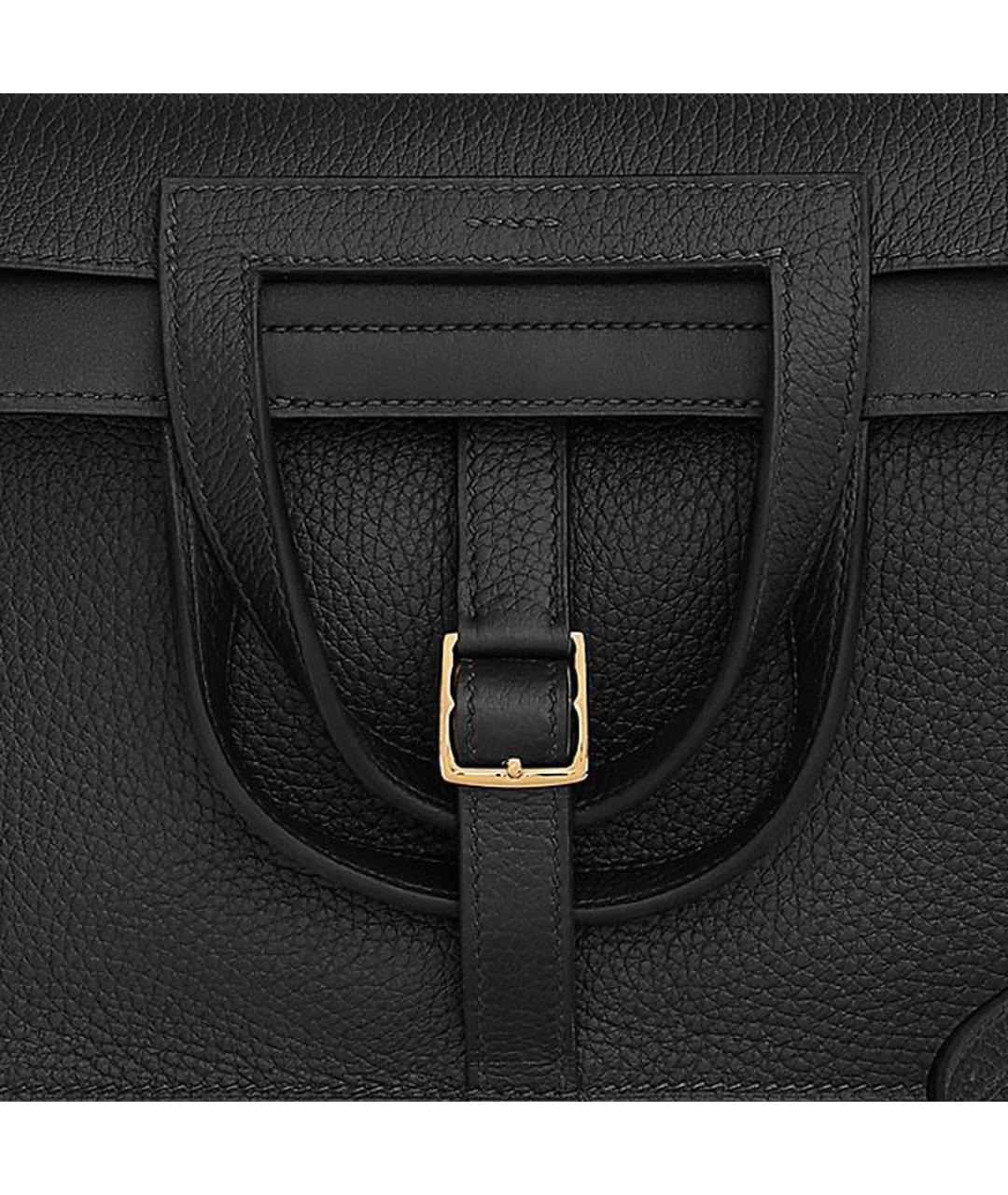 HERMES Черная кожаная сумка через плечо, фото 5