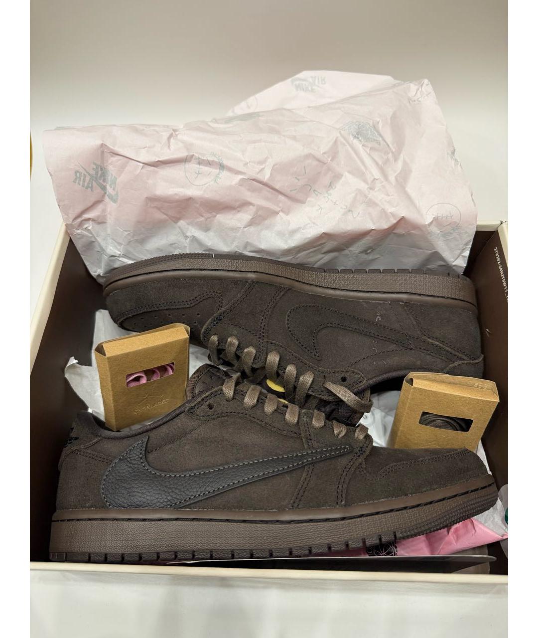 JORDAN Коричневые замшевые низкие кроссовки / кеды, фото 6