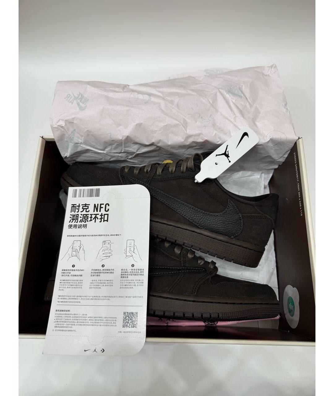 JORDAN Коричневые замшевые низкие кроссовки / кеды, фото 7