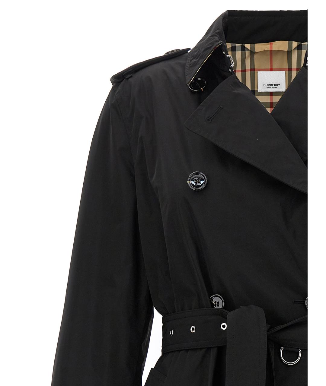 BURBERRY Черный хлопковый тренч/плащ, фото 4